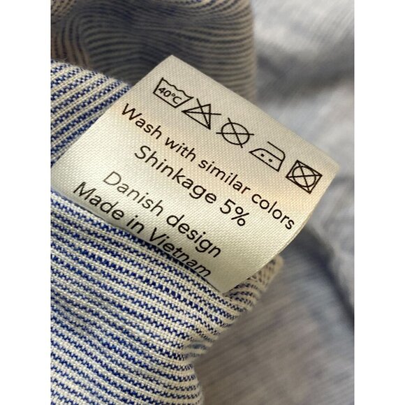Copenhagen Delights Linen Modal Blue White Striped Button Up Shirt Dress size XS - Picture 5 of 15